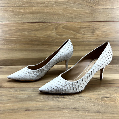 Salvatore Ferragamo Womens Pumps 9 B Python Leather Pumps Bone