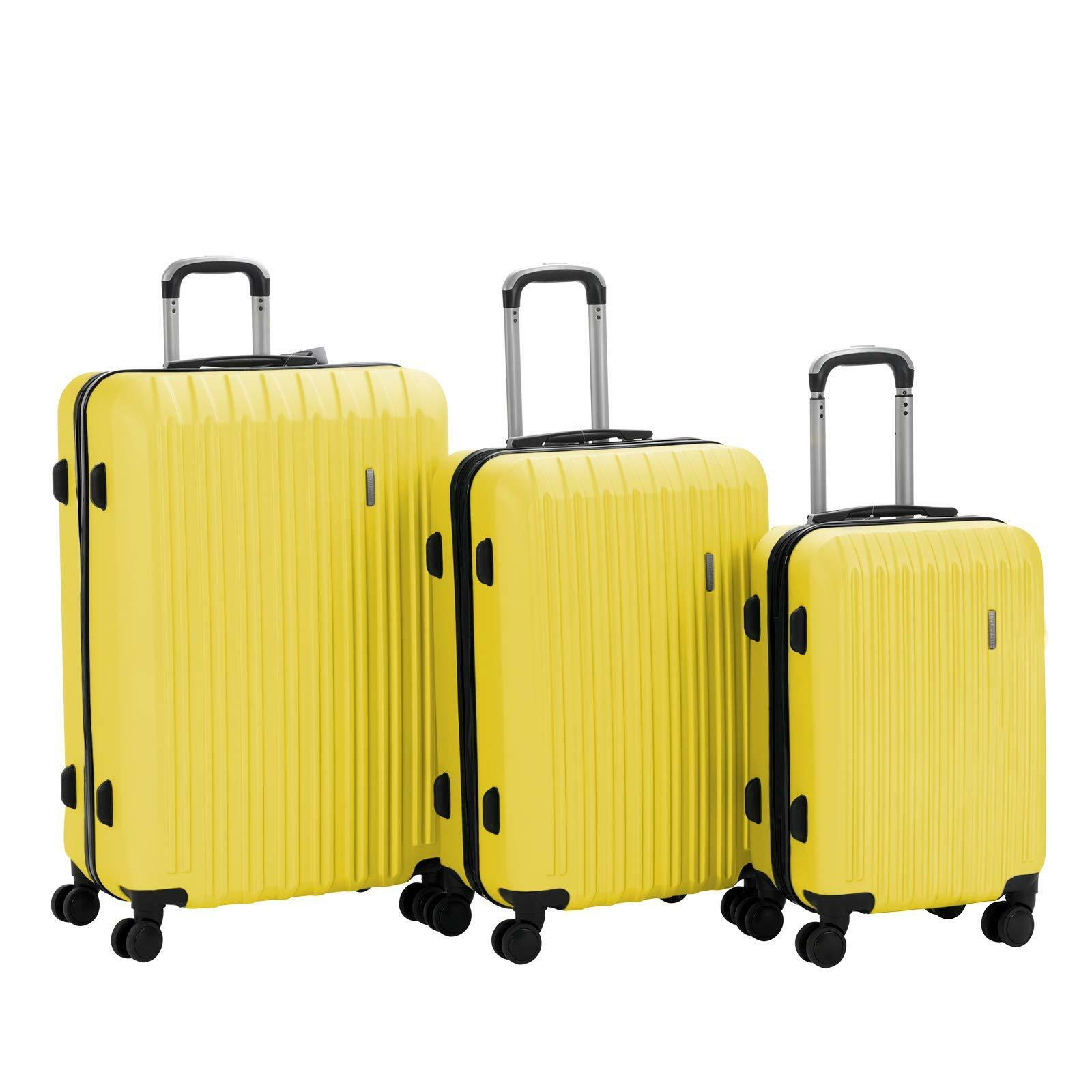 yellow hard suitcase