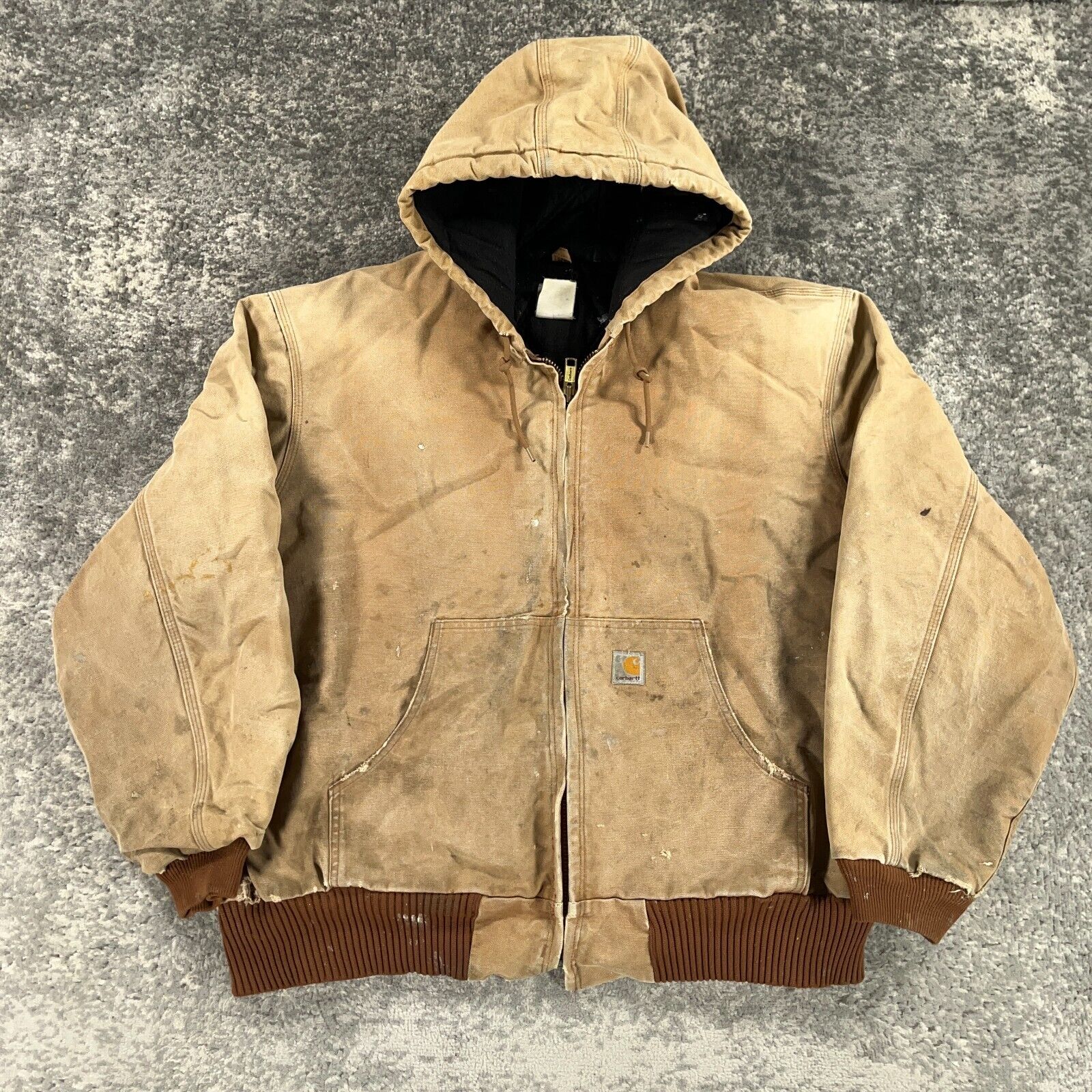 VTG Carhartt Jacket Mens XXL Brown Quilt Lined Thrashed Sun VTG Carhartt Jacket Mens XXL Brown Quilt Lined Thrashed Sun
