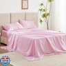 Love's cabin Satin Queen Sheets Set - 4 Piece Pink Silky Bed Sheets Set with Deep Pocket, Luxury Silk Feel Satin Queen Size Sheet Set (1 Flat Sheet,1 Fitted Sheet,2 Pillow Cases)