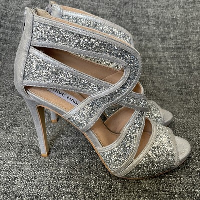 NEW Steve Madden Immence Dress Pumps Silver Glitter Heels Women s Size 7
