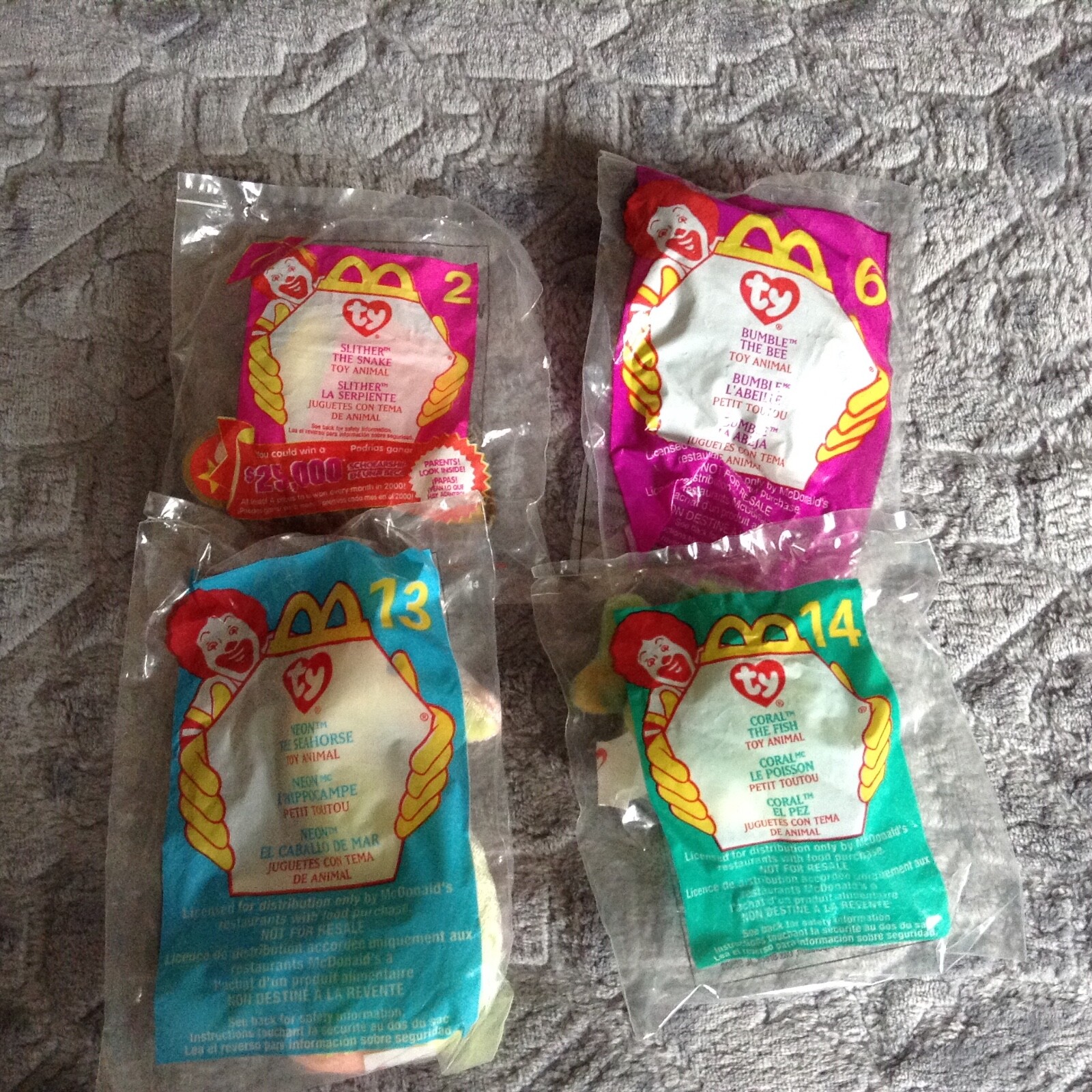 VINTAGE MCDONALDS TY TEENIE BEANIE BABIES SET OF 4 NEW IN
