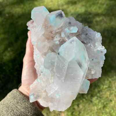 Quartz (Ajoite) museum cluster, stands two ways, healing crystal