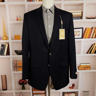 New Michael Kors Modern Blazer Technical Performance Men 42L Navy Metal Logo Btn