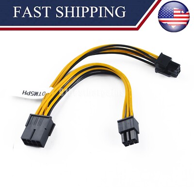 2x 6-pin to 8-pin Power Adapter Cable for GPU Video Card PCIE PCI-E 0TM5PH