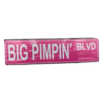 Big Pimpin' Blvd Metal Street Sign Pink White Novelty Decor New