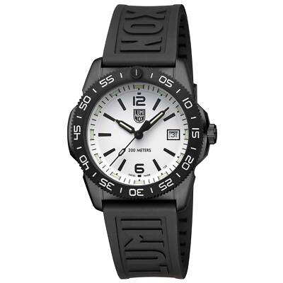 Pre-owned Luminox Unisex Watch Pacific Diver Date White Dial Black Rubber Strap Xs.3127m
