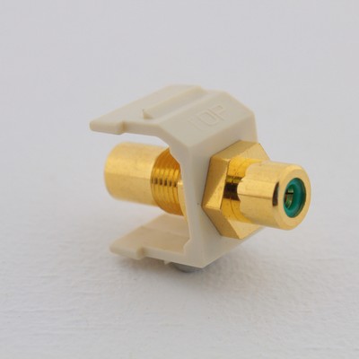 Hubbell Lt Almond SnapFit Keystone Video Cable Jack Green Ctr RCA/RCA SFRCGNFFLA