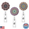 3Pack Badge Reel - Cute Badge Holder Retractable with ID Clip for Nurse Accessories for Work, Funny Badge Holder Reels with Swivel Alligator Clip (Mandala)
