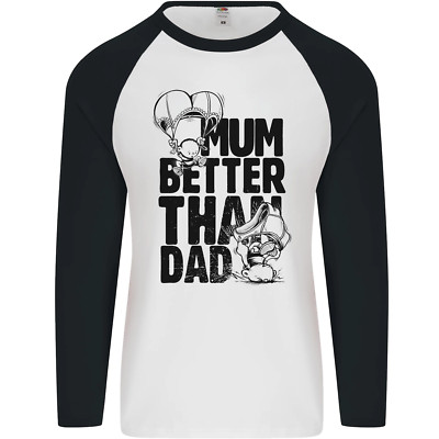 Mamá Mejor Que Papá Día De La Madre Día Del Padre Camiseta De Manga Larga