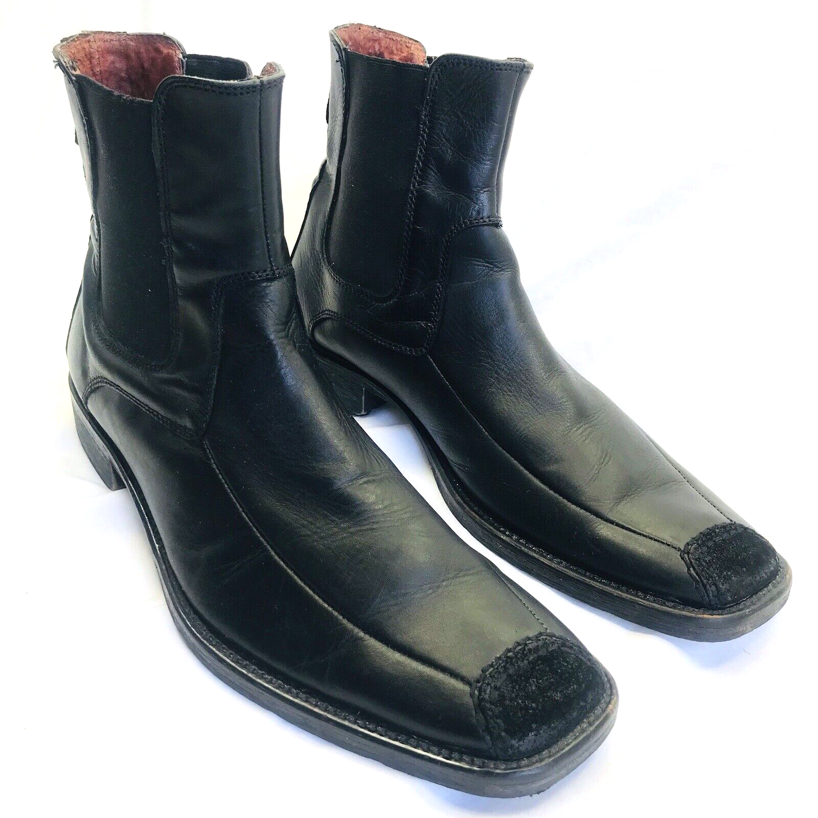 Vintage Guess Boot 10 Chelsea Beatles Ankle Chukka Cameo Black Leather 1970s Men
