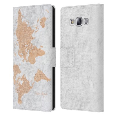 NATURE MAGICK ROSE GOLD WORLD MAP ON MARBLE LEATHER BOOK CASE SAMSUNG PHONE 3