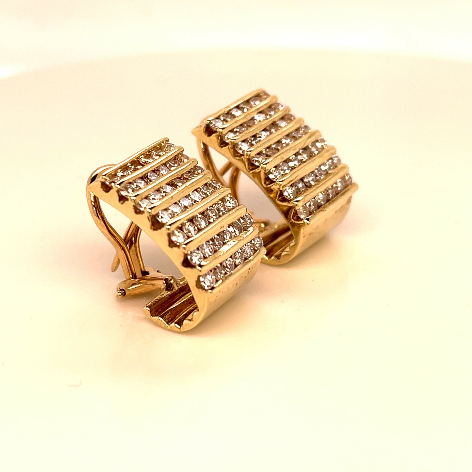 Estate 14K Yellow Gold 7 Row Diamonds Earring 1.68ct TW | eBay