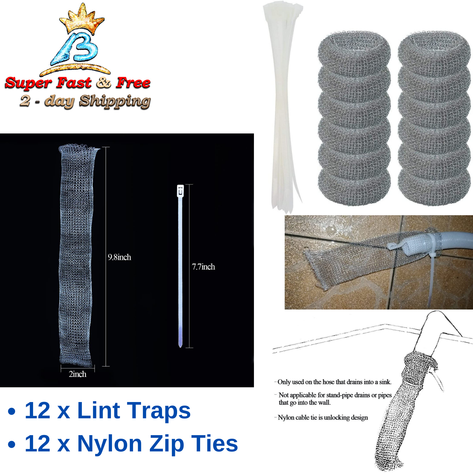 Mesh Filter Snare Washing Machine Hose Lints Trapper Catcher