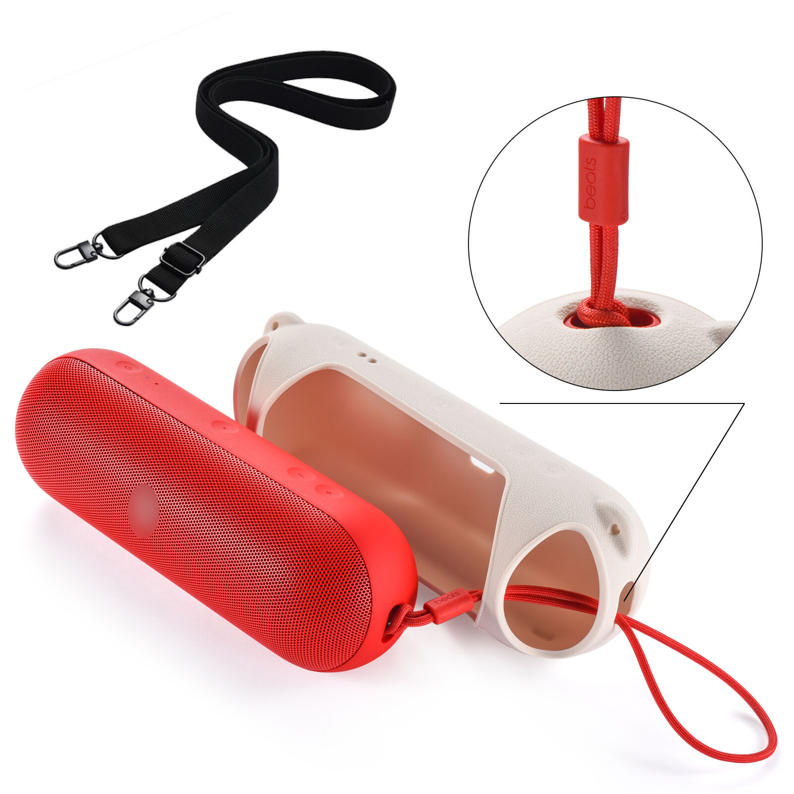 Strap-on Silicone Drop Protection Case For Beats Pill