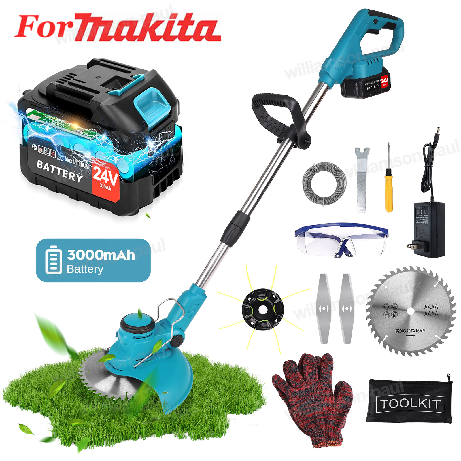 850W Electric Cordless Grass String Trimmer Edger Weed Wacker Eater Brush Cutter