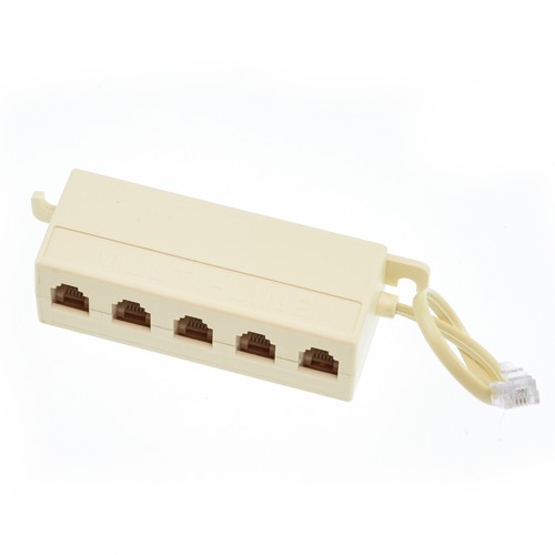 6P4C RJ11 5 Way Telephone Phone Line Modular Jack Splitter C