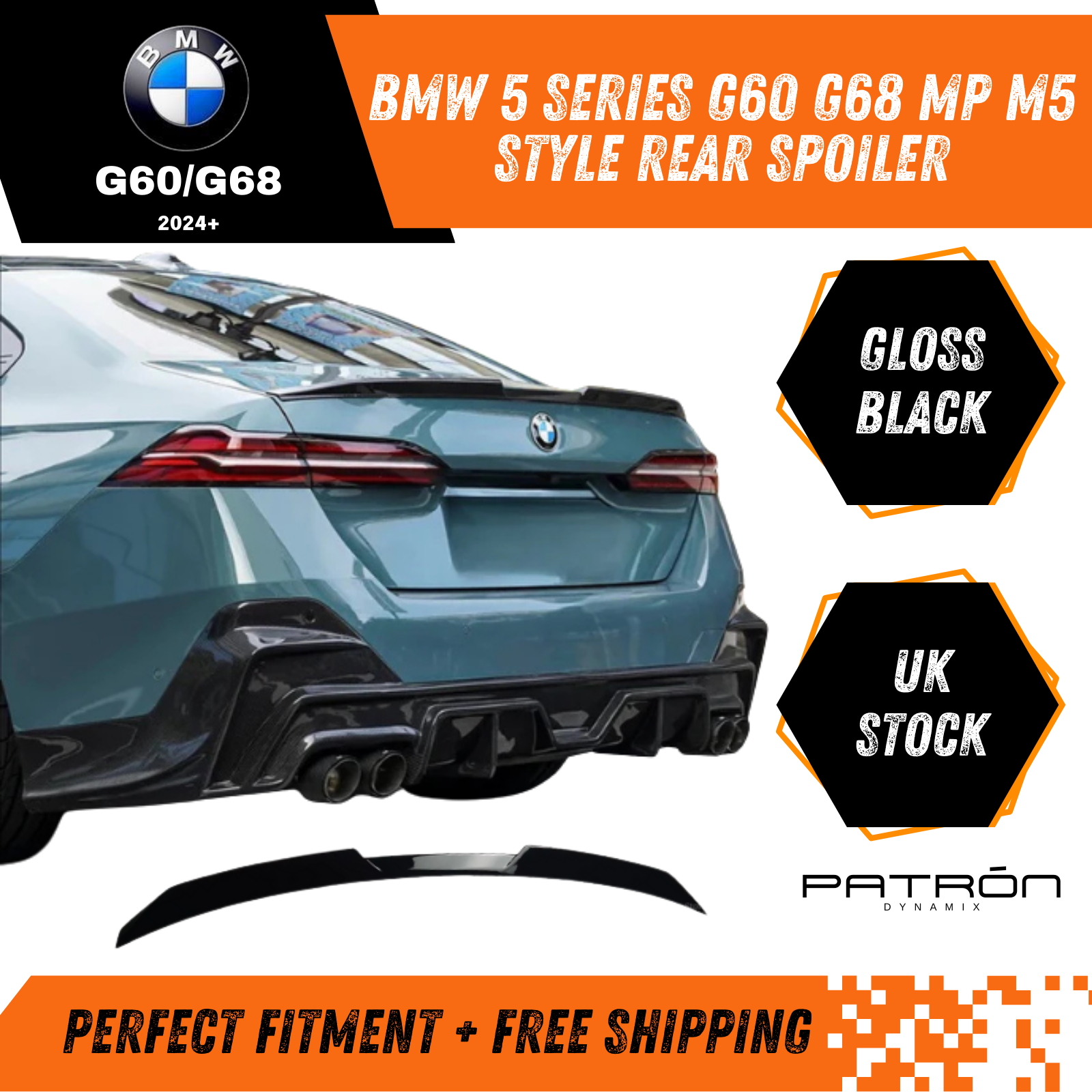 BMW 5 Series G60 G68 MP M5 Style Rear Spoiler 2024+