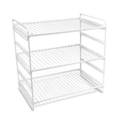 3-Tier Adjustable Storage Shelf, White, Sturdy Build