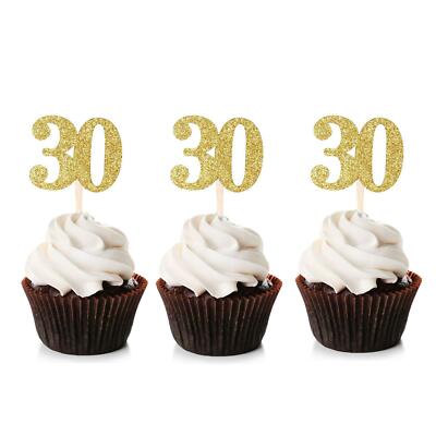 Unimall 24 Pièces 30 Cupcake Toppers 30 Anniversaire Gâteau Toppers pour Joye...