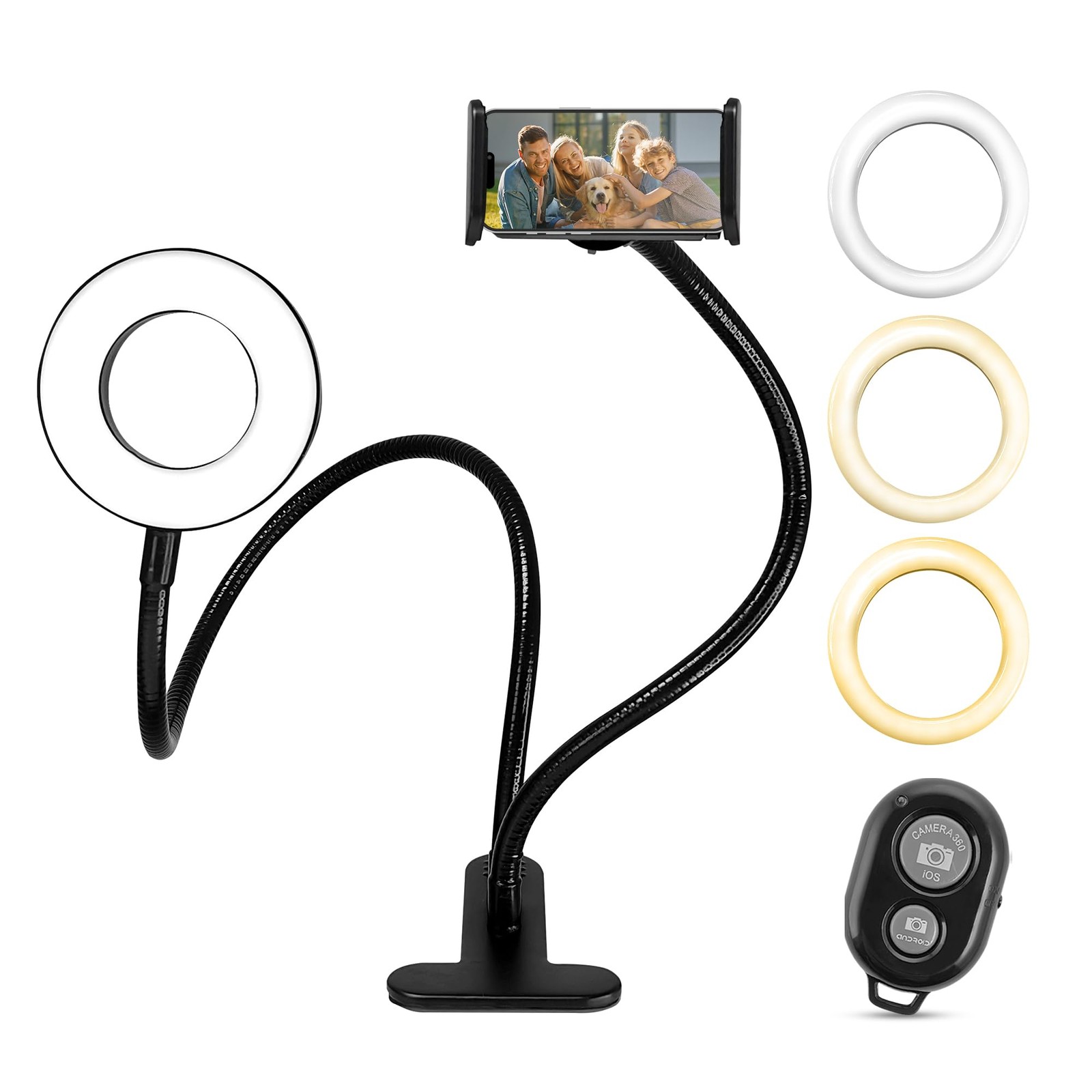 IDANCE LED Ring Light with Cell Phone Clip Stand Holder, 3.5