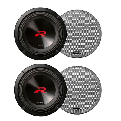 Alpine 12'' R-Series Subwoofers Dual 4-Ohm with 2-KTE-12G.3 Grills
