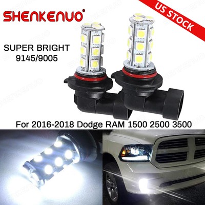 For 2016-2018 Dodge RAM 1500 2500 3500 White 9145 LED Fog Light Lamp Bulbs Pair