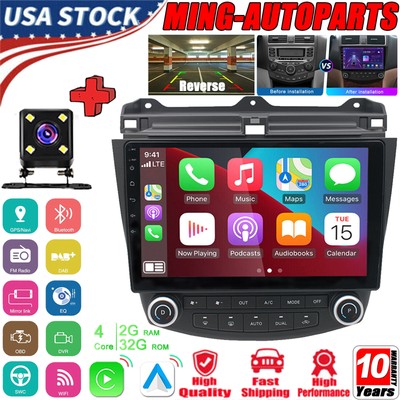 10.1'' Android 12 CarPlay Car Radio GPS Nav Stereo 32GB For Honda Accord 7 03-07