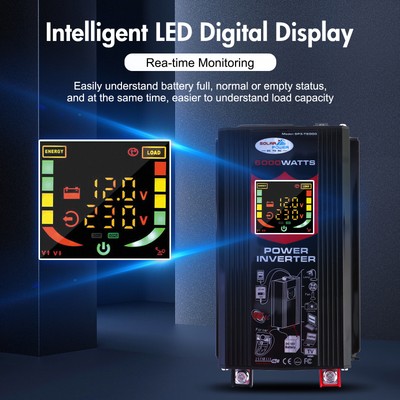 6000W Power Inverter DC 12V to AC 110V /120V Car Sine Wave Converter Dual USB