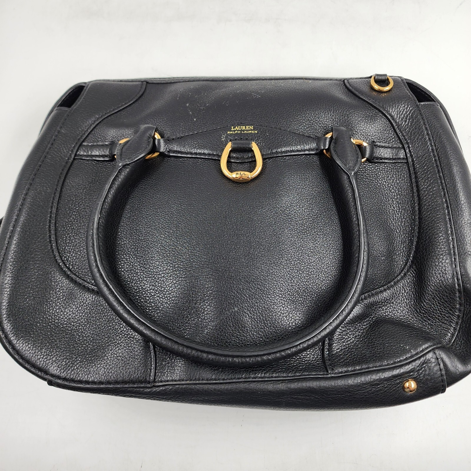 Lauren Ralph Lauren Stonegate Leather Satchel Women's Black Zip Top Closure - Picture 2 of 23