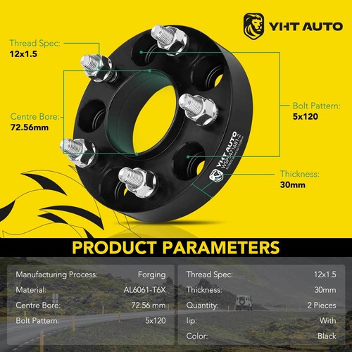 2pcs 5x120 to 5x120 Wheel Spacer 12x1.5 72.56mm 30mm for BMW E60 530i E64 M6 F30