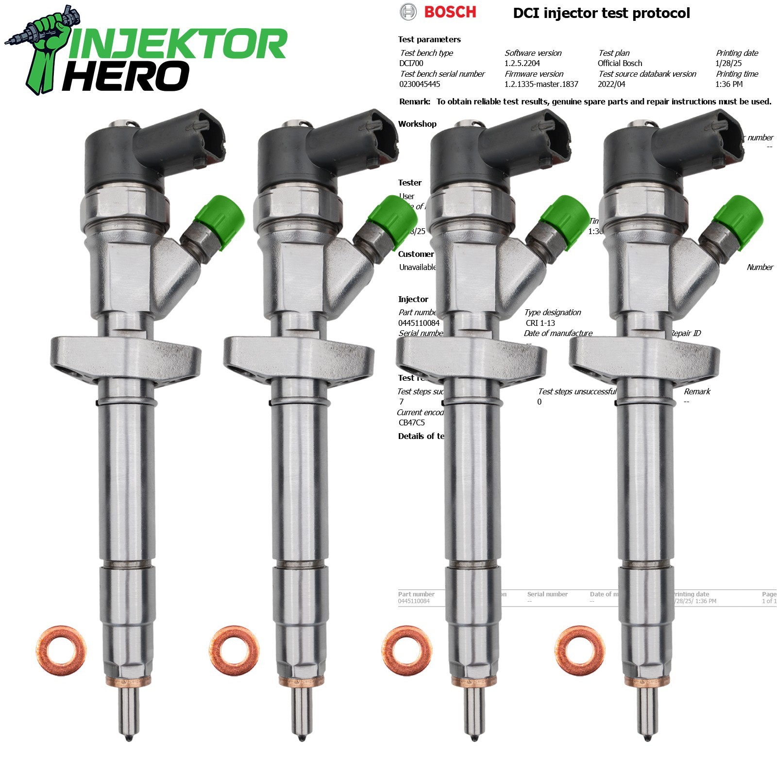 4x 0445110084 Einspritzdüse Injektor Renault Espace IV Laguna 2.2 DCi 8200084534