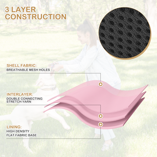 Pink Durable Reflective Pet Dog Harness w/ Handle No Pull for Confident Control