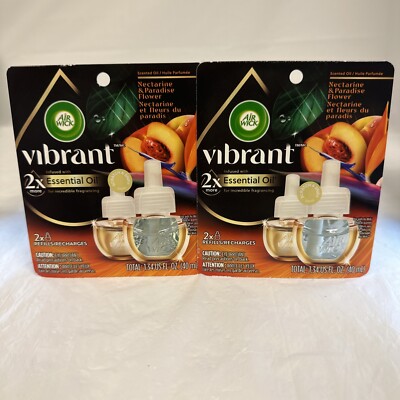 Lot Of 2 Air Wick Vibrant Scented Refill Nectarine & Paradise 2ct Each 40ml