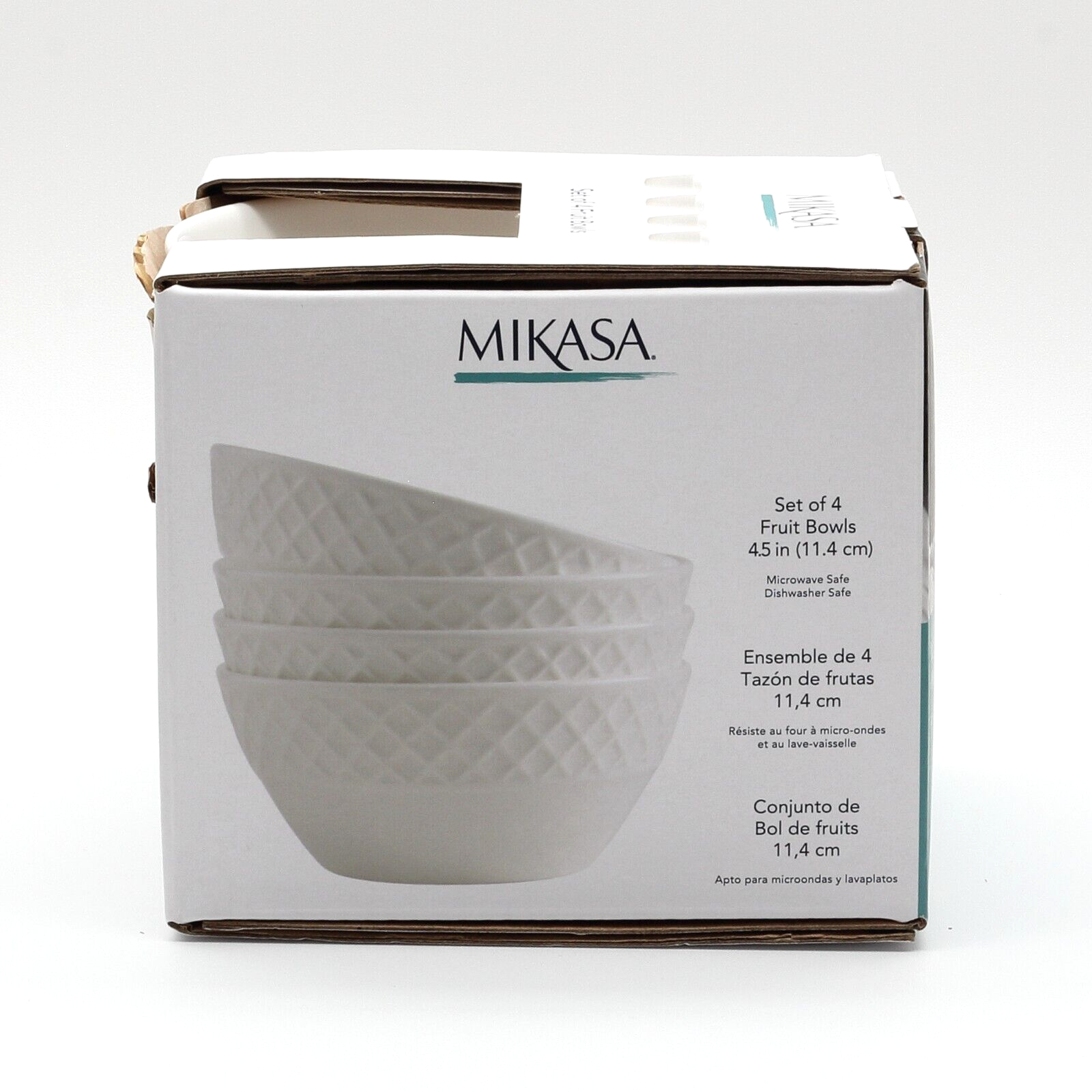 Mikasa Trellis Bone China Small White Fruit Bowls, Set of 4