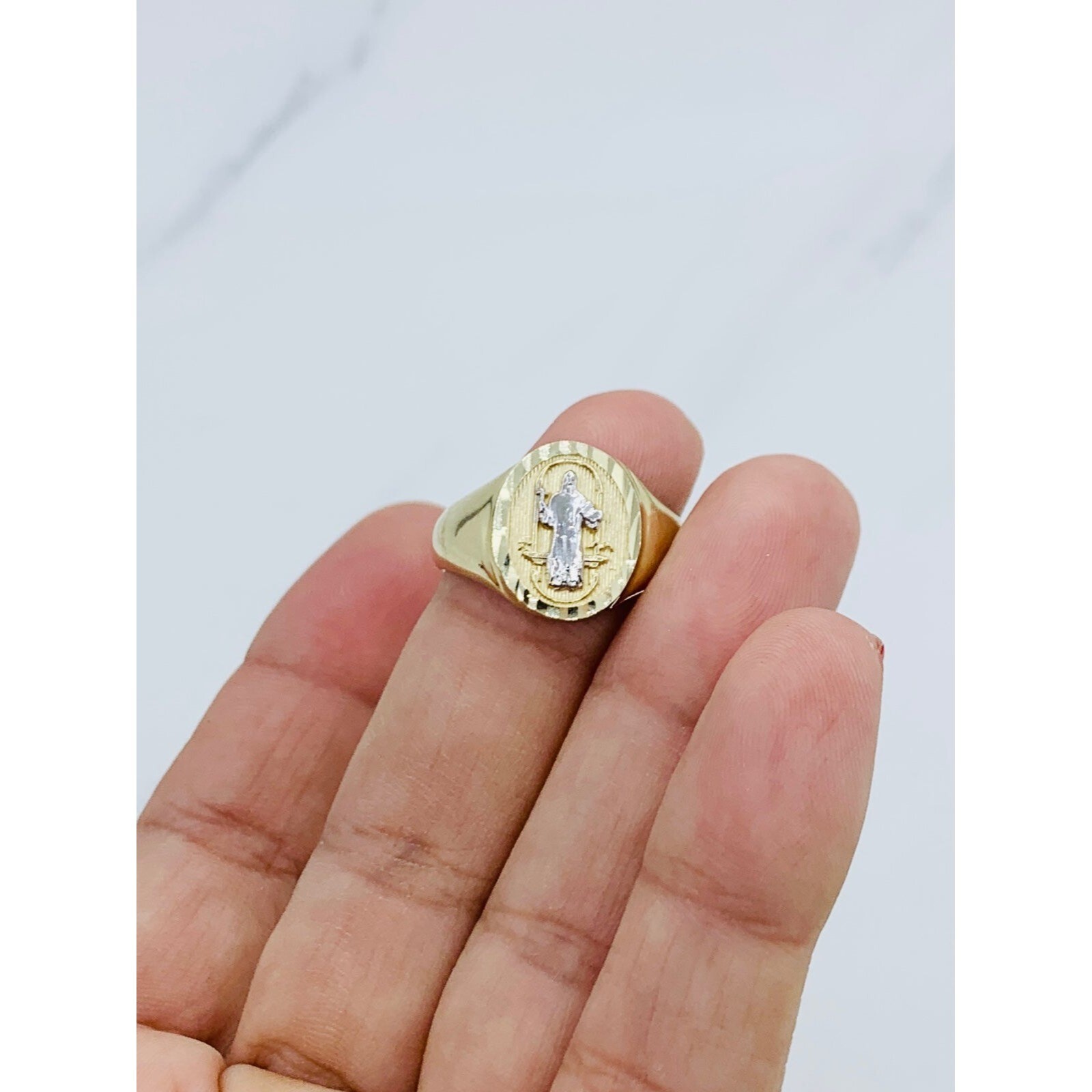 Pre-owned Stampd ❤️ 10k Solid Gold Ring Men's St Benedict San Benito Size 10.5 ❤️ Anillo En Oro