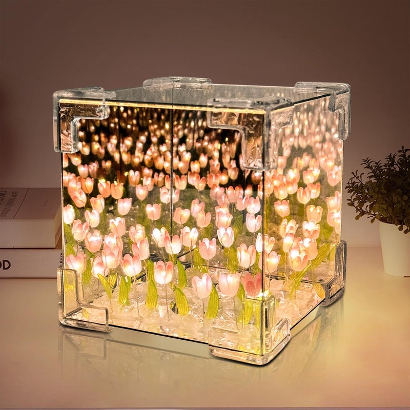 Tulip Night Light, LED Infinity Mirror Lamp Tulipanes DIY Finished