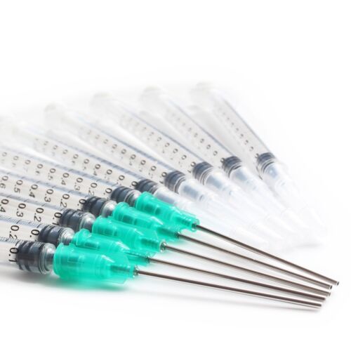 10 Pack -1ml Sterile Syringe with 18 ga 1 1/2  Blunt Tip Needle + Protective Cap