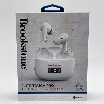 Brookstone Elite Touch Pro True Wireless Earbuds Bluetooth 5.0/33ft/32 ohms NIB