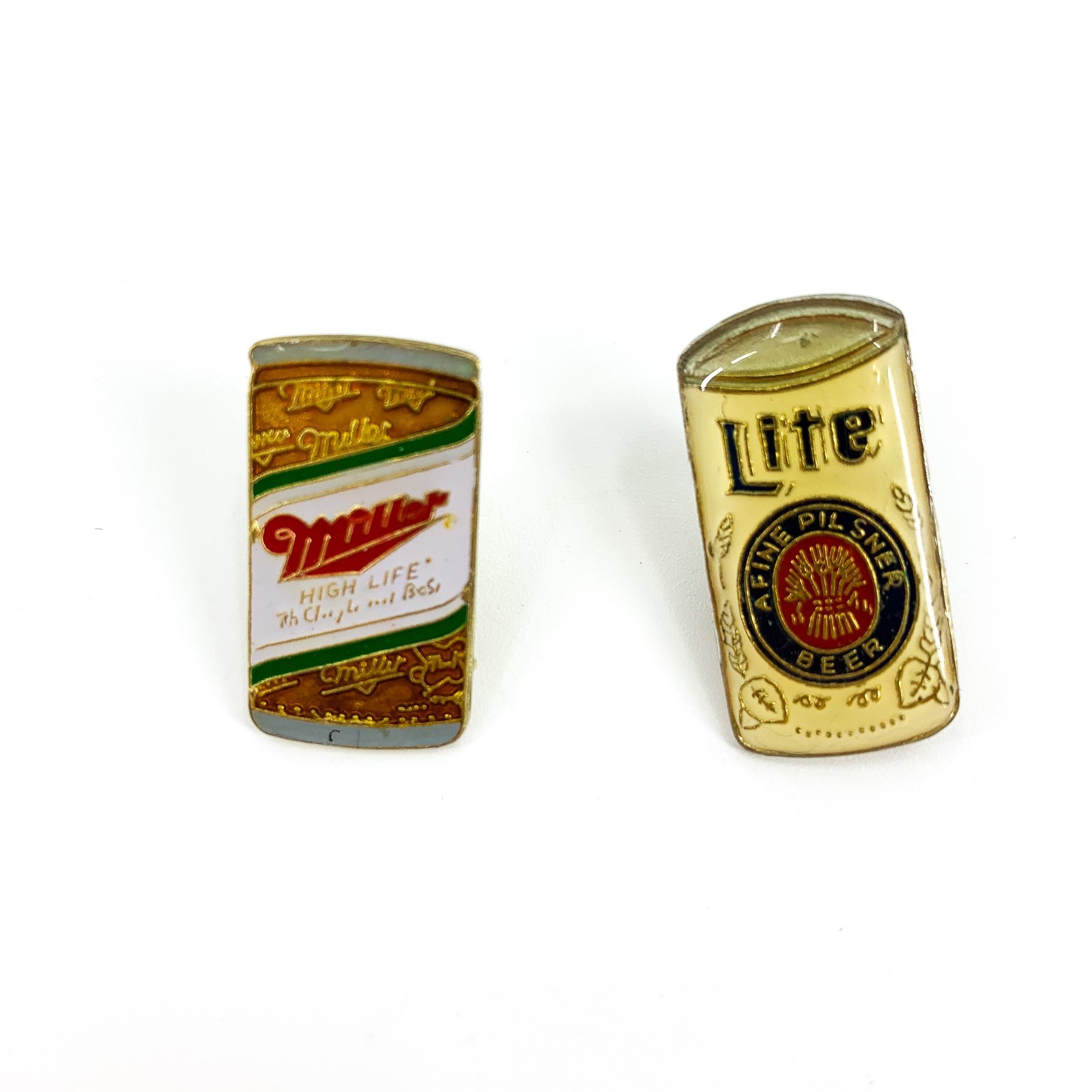 Vintage Miller High Life Beer Can Miller Lite Beer Can Enamel Pin Pinback Set