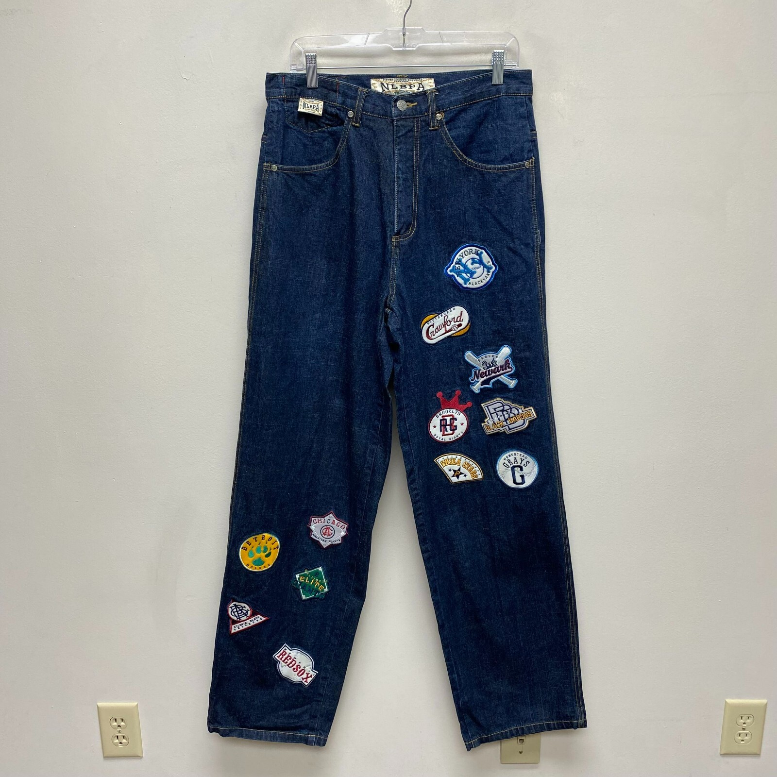 ニグロリーグ ベースボール バギーデニム ジーンズ W38 刺繍 3130