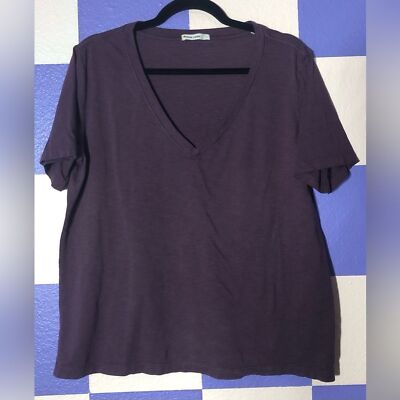 Marine Layer Boyfriend V-Neck Tee in Black Cherry - Size L