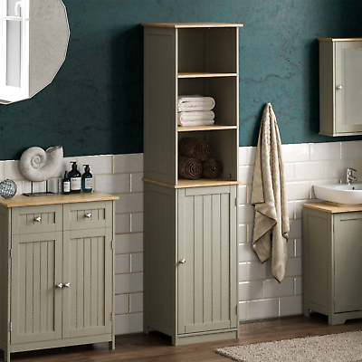 Priano Tall Cabinet Freestanding Bathroom 1 Door Grey Storage