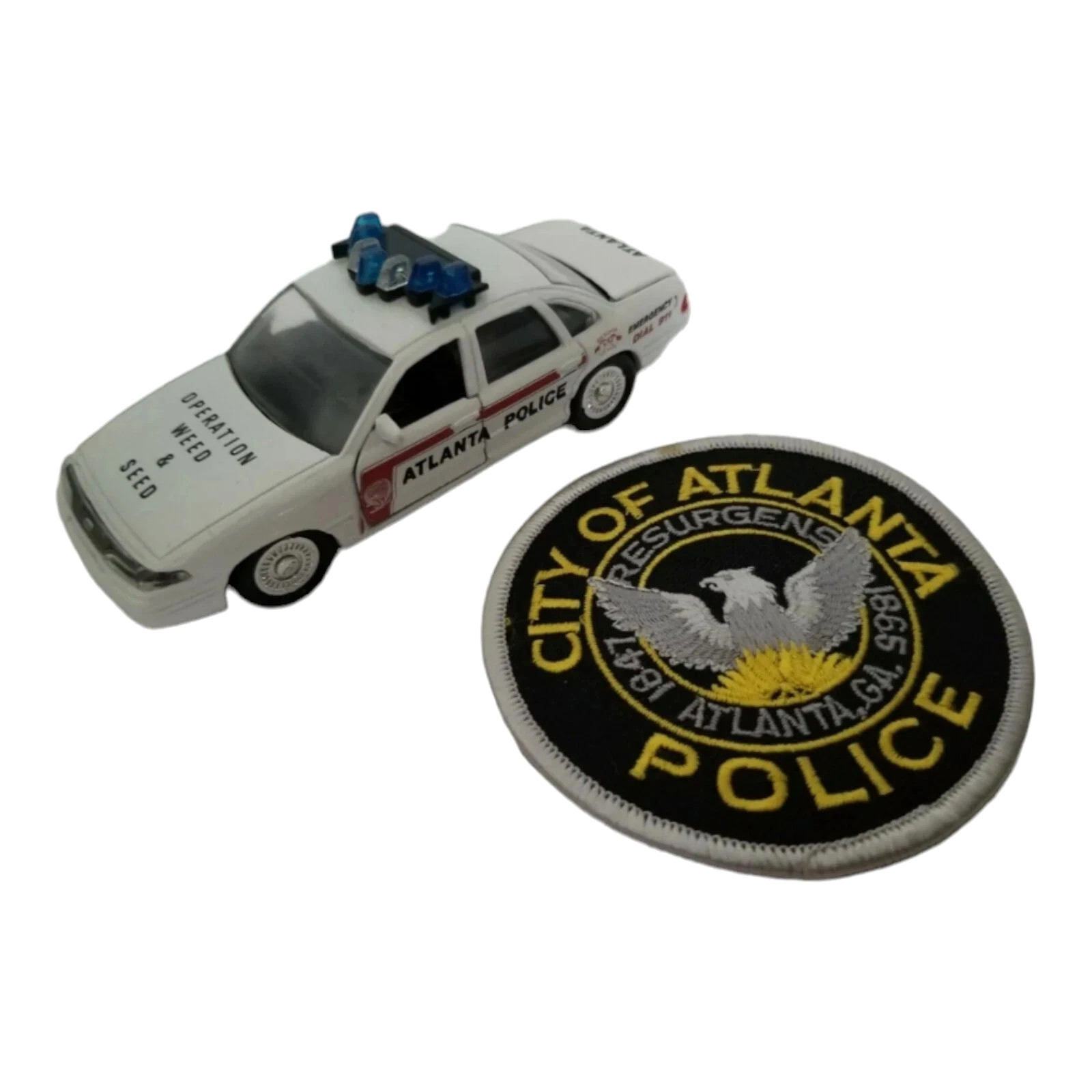 Roadchamps 1/43 Diecast Police Cruiser and Agency Police Patch Atlanta GA PD