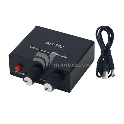AU-102 Audio Distributor Audio Splitter Box Support 1 In 2 Out + USB Cable