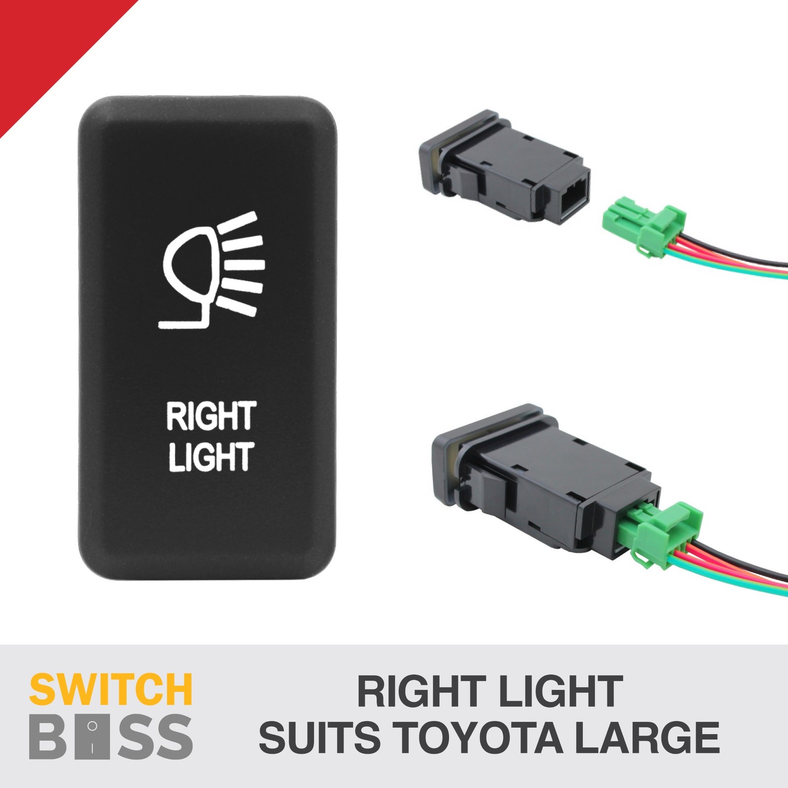 RIGHT LIGHT Red LED Tall Push Switch Suit LARGE Toyota Landcruiser Prado Hilux