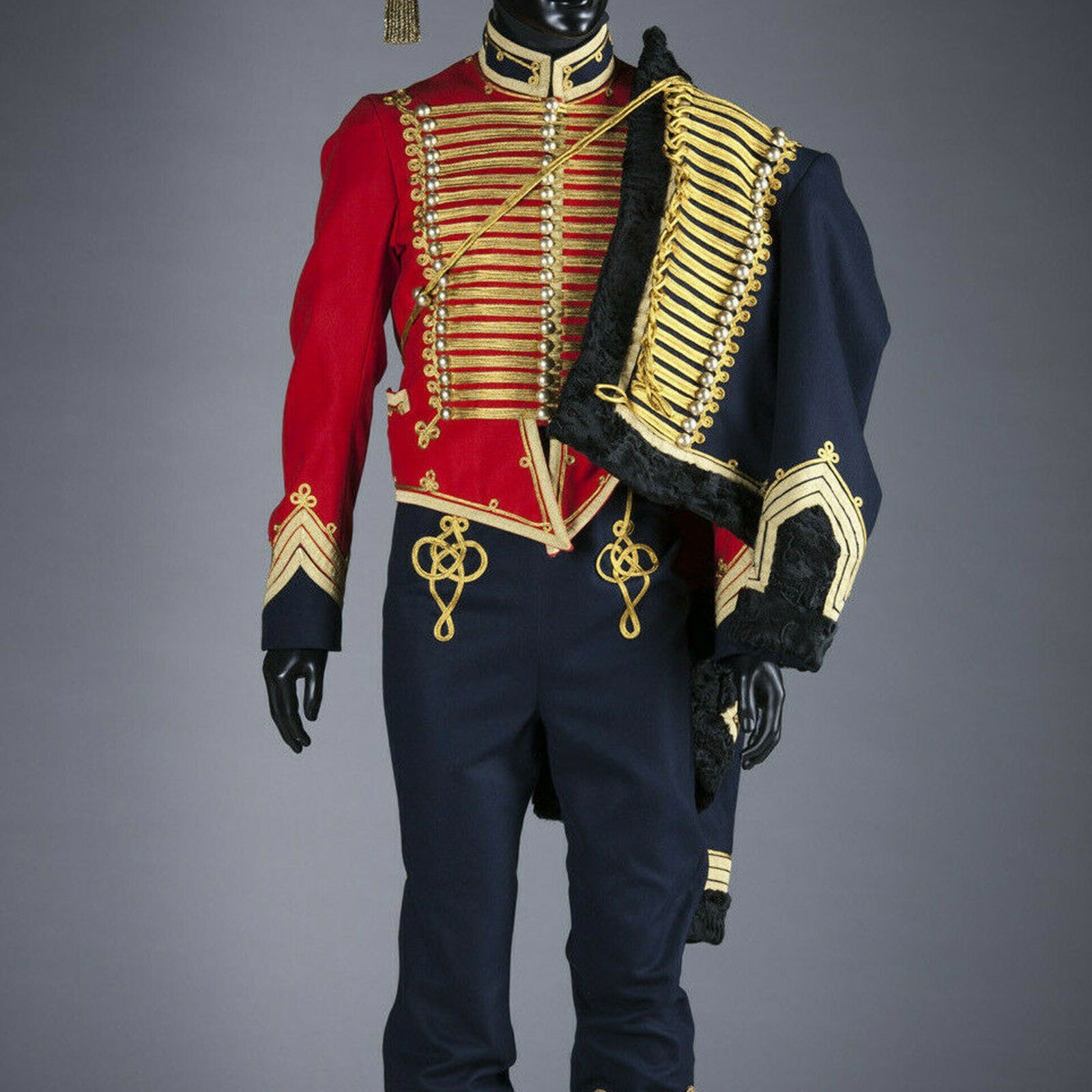 Pre-owned Handmade Men's Red, Black British Uniform 2021 Men Red, Black Uniform In Red And Black