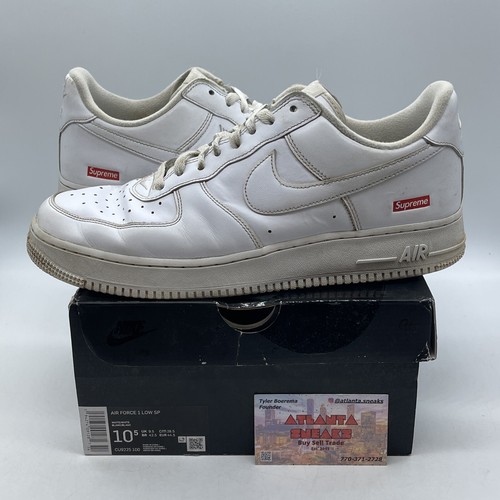 Size 10.5 - Nike Air Force 1 x Supreme Low Box Logo - White Size 10.5 - Nike Air Force 1 x Supreme Low Box Logo - White