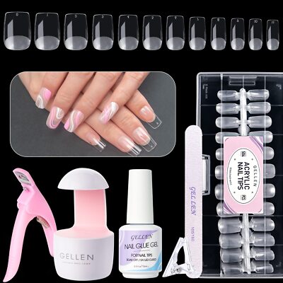 Gellen Nail Tips And Glue Gel Kit Acrylic Nail Kit With 504P