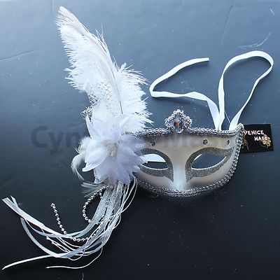 Venetian Masquerade Mask w/Ostrich Feathers 6+ Colors to